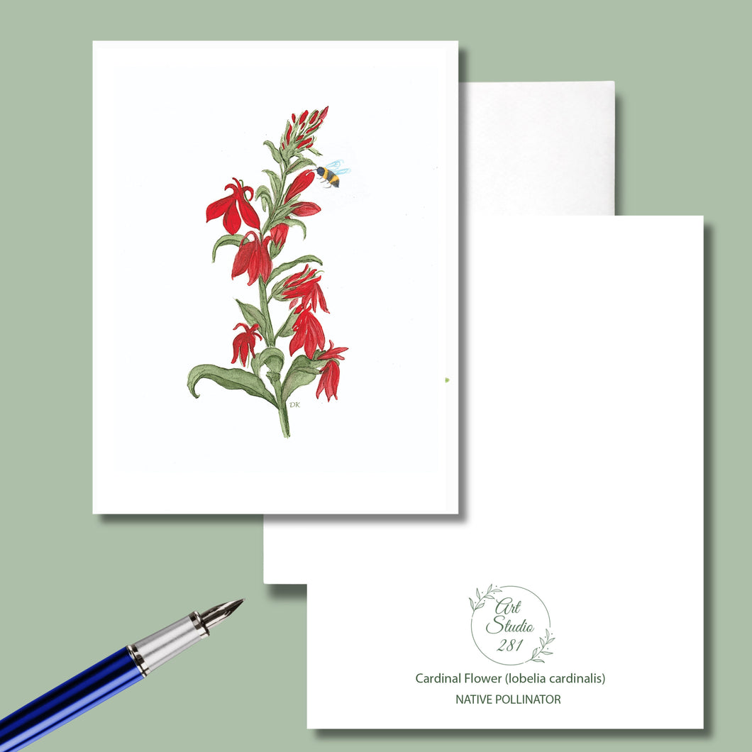 Cardinal Flower, Native Flower Watercolor Note Cards