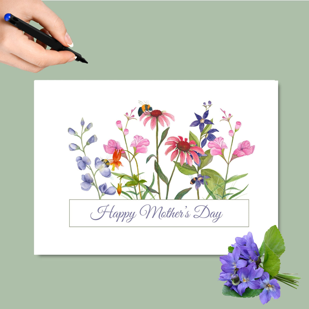 Mother's Day Card, Native Flower Bouque5 x7 Personalized native flowers with envelopes, FREE SHIPPING