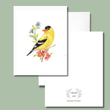 Load image into Gallery viewer, Yellow Finch Watercolor Note Card Set
