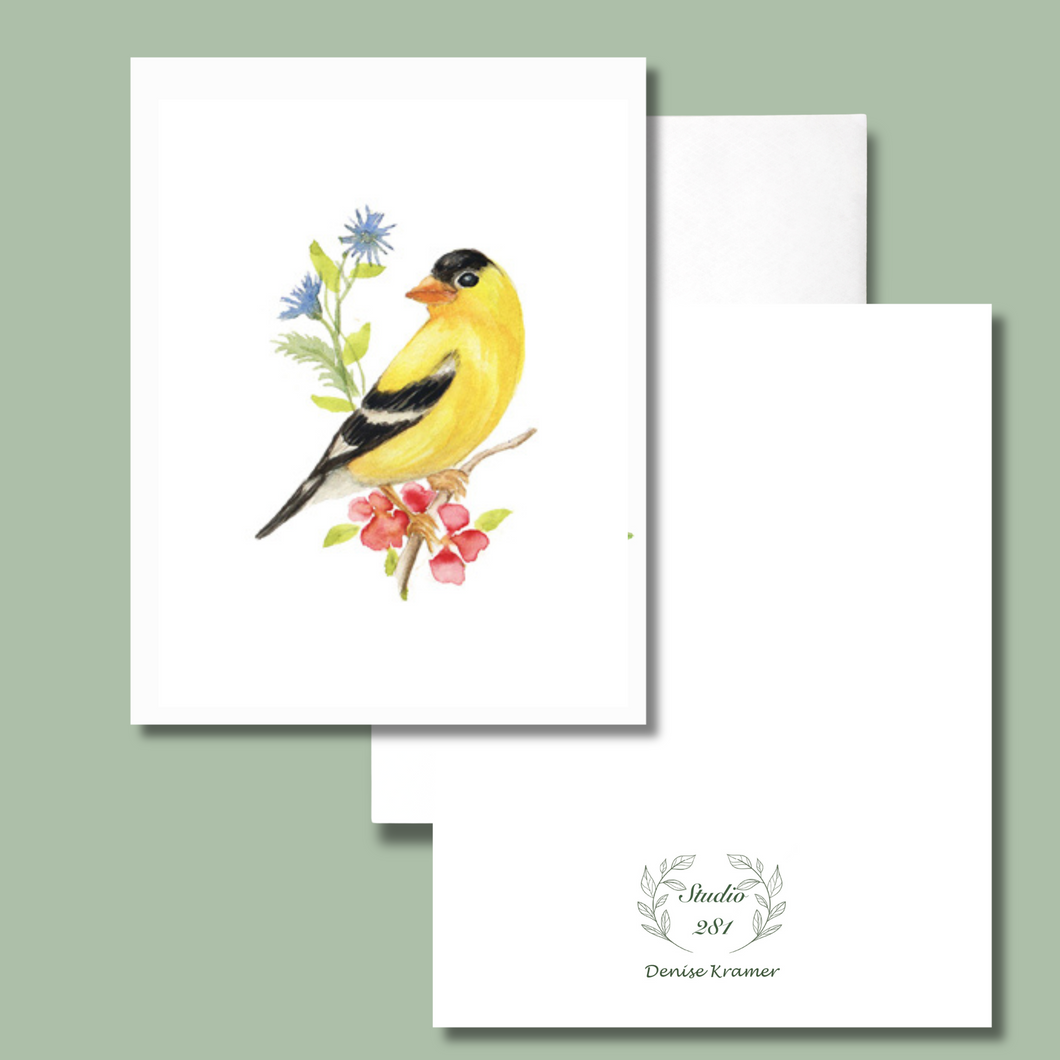 Yellow Finch Watercolor Note Card Set