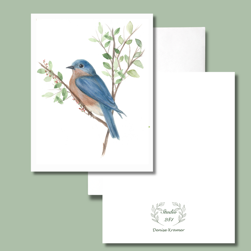 Blue Bird Watercolor Note Card Set