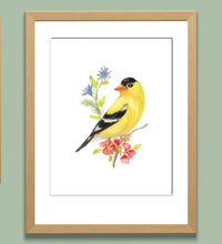 Load image into Gallery viewer, Yellow Finch Watercolor Print. Wall Art Print