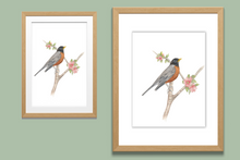 Load image into Gallery viewer, Robin Watercolor Print. Wall Art Print