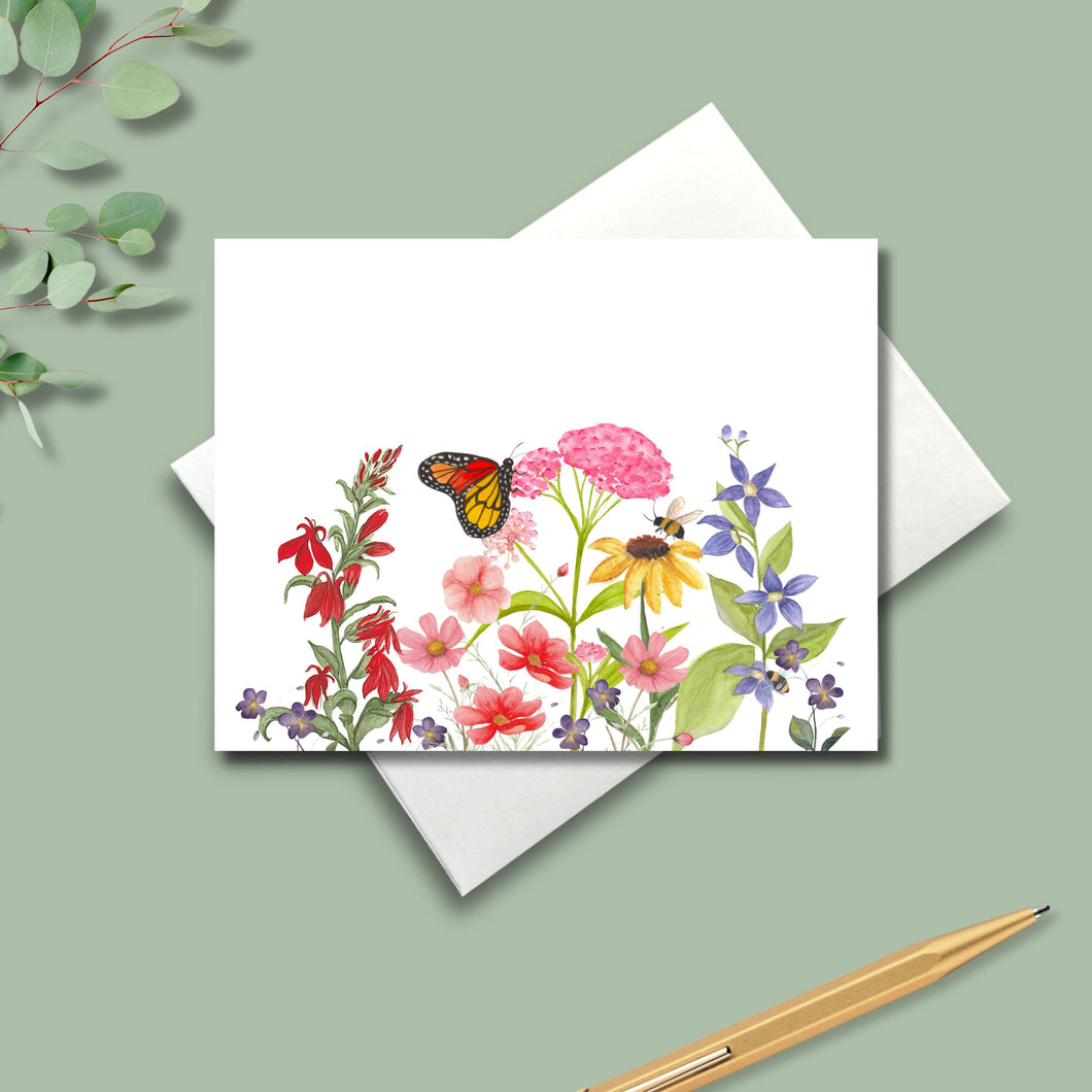 Note Cards, Native Summer Flower Bouquet, 4.25