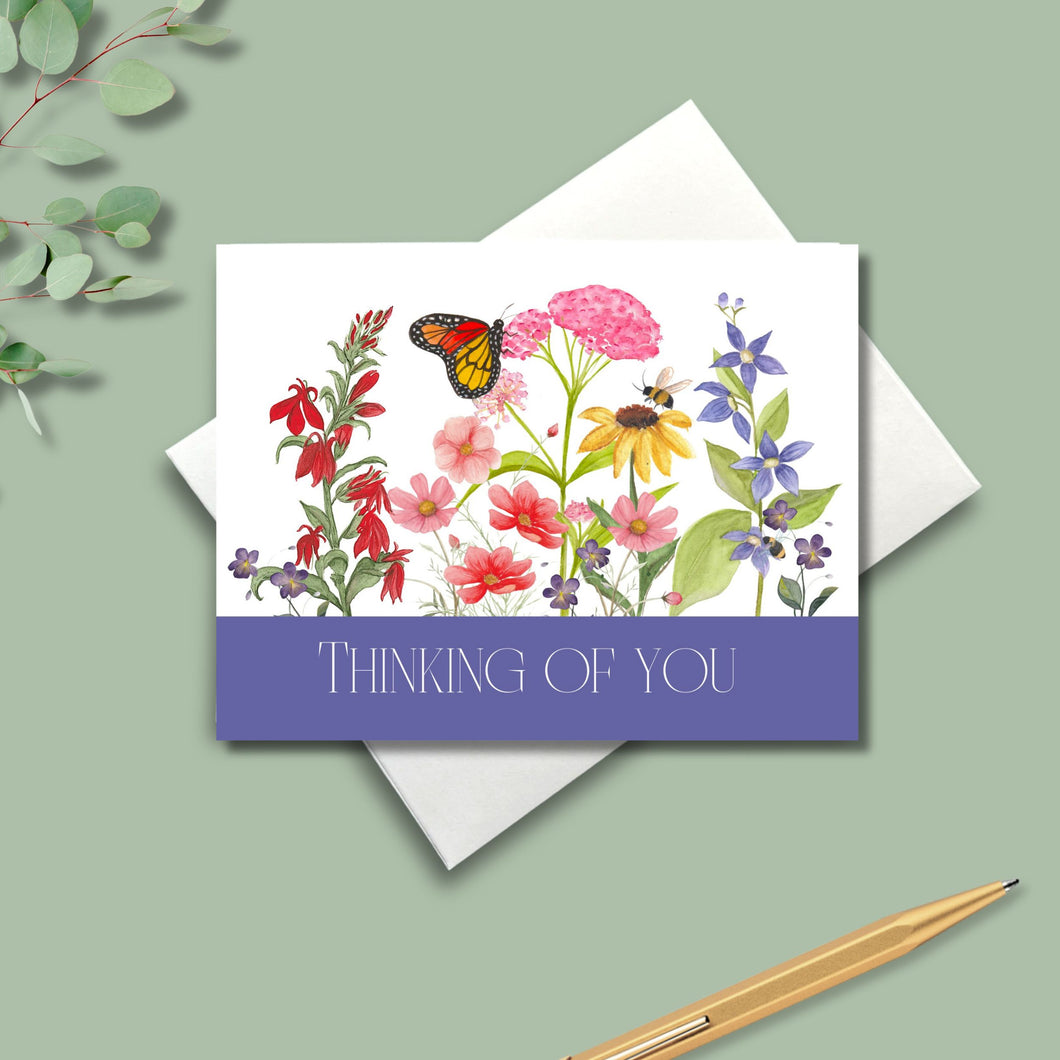Note Cards, Native Summer Flower Bouquet  Band Personalized  4.25