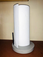 Load image into Gallery viewer, Paper Towel Holder with Concrete Base and Black pedestal
