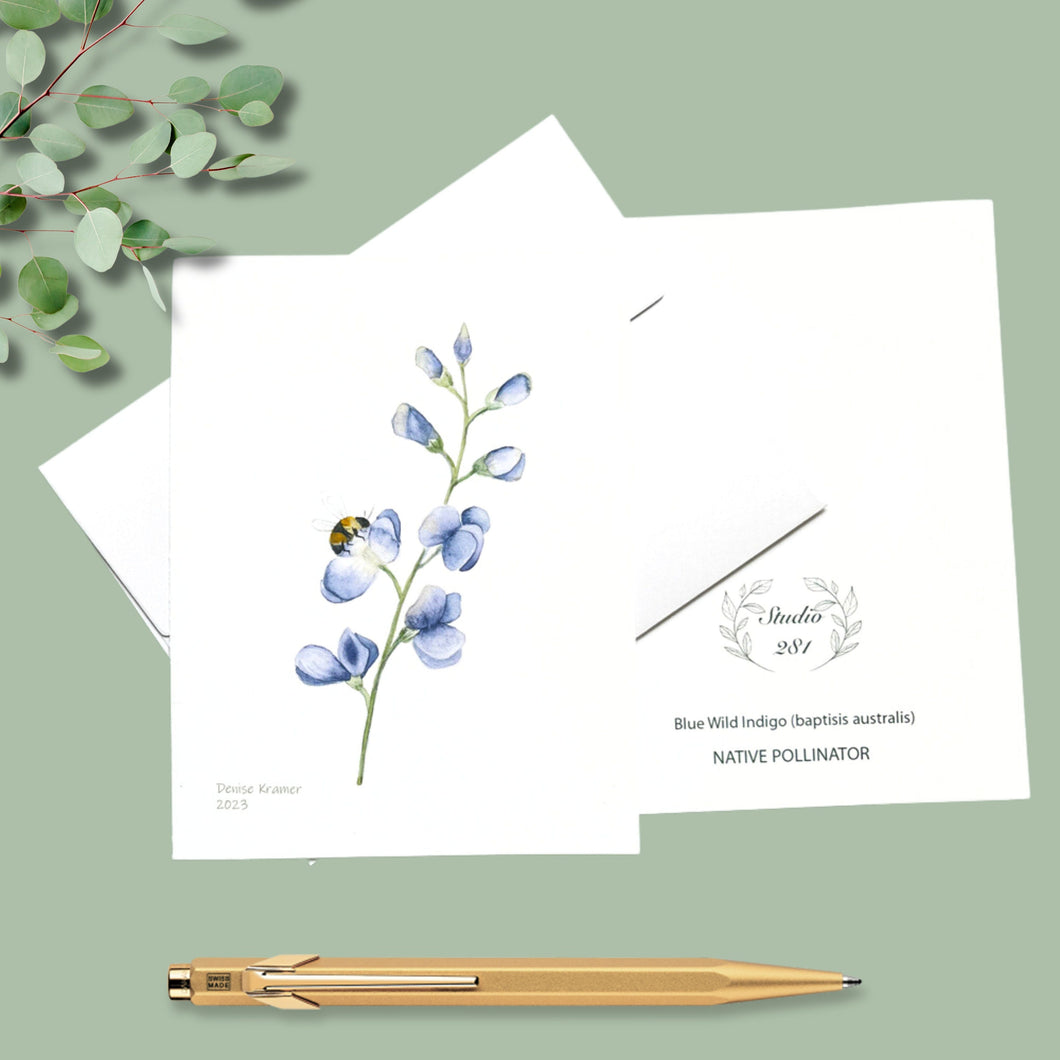 Blue Wild Indigo Native Flower Watercolor Note Card Set