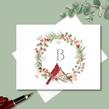 Load image into Gallery viewer, Note Cards, Winter Wreath with Cardinals