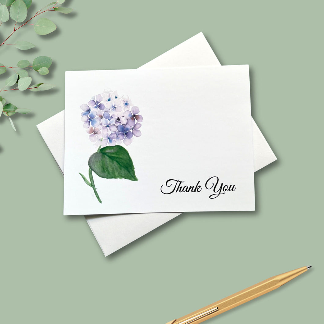 Note Cards, Personalized Hydrangea, 4.25
