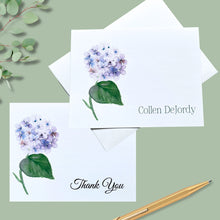 Load image into Gallery viewer, Note Cards, Personalized Hydrangea, 4.25&quot; x 5.5&quot; with envelopes
