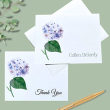 Load image into Gallery viewer, Note Cards, Personalized Hydrangea, 4.25" x 5.5" with envelopes
