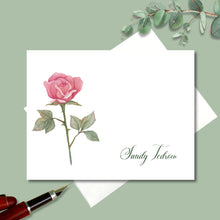 Load image into Gallery viewer, Note Cards, Personalized Single Rose, 4.25" x 5.5" with envelopes