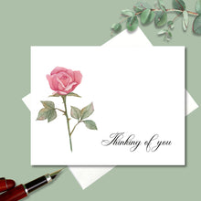 Load image into Gallery viewer, Note Cards, Personalized Single Rose, 4.25&quot; x 5.5&quot; with envelopes
