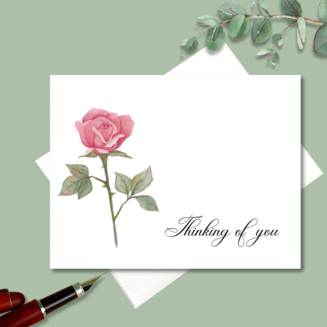 Note Cards, Personalized Single Rose, 4.25