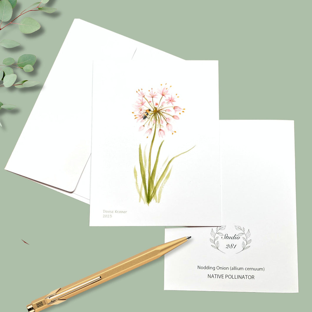 Nodding Onion Native Flower Watercolor Note Card Set