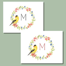 Load image into Gallery viewer, Note Cards, Spring Wreath with Yellow Finch Note Card Set
