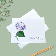 Load image into Gallery viewer, Note Cards, Personalized Hydrangea, 4.25" x 5.5" with envelopes