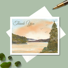 Load image into Gallery viewer, Note Cards, Lake with Pines with Personalized Option