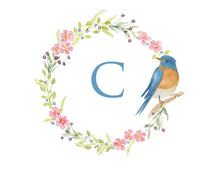 Load image into Gallery viewer, Personalized Note Cards, Spring Wreath with Blue Bird