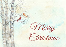 Load image into Gallery viewer, Christmas Cards, Birch Trees, Personalized Cards, 4.25" x 5.5" with envelopes