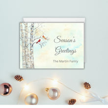 Load image into Gallery viewer, Christmas Cards, Birch Trees, Personalized Cards, 4.25" x 5.5" with envelopes