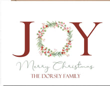 Load image into Gallery viewer, Joy and Merry Christmas Cards, Personalized Cards, 4.25" x 5.5" with envelopes.