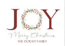 Load image into Gallery viewer, Christmas Greeting Card, 5 x7 Personalized with wreath, FREE SHIPPING