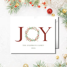 Load image into Gallery viewer, Joy Christmas Cards, Personalized Cards, 4.25&quot; x 5.5&quot; with envelopes.
