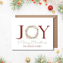 Load image into Gallery viewer, Joy and Merry Christmas Cards, Personalized Cards, 4.25&quot; x 5.5&quot; with envelopes.
