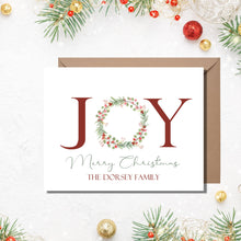 Load image into Gallery viewer, Joy and Merry Christmas Cards, Personalized Cards, 4.25" x 5.5" with envelopes.
