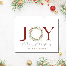 Load image into Gallery viewer, Joy and Merry Christmas Cards, Personalized Cards, 4.25" x 5.5" with envelopes.