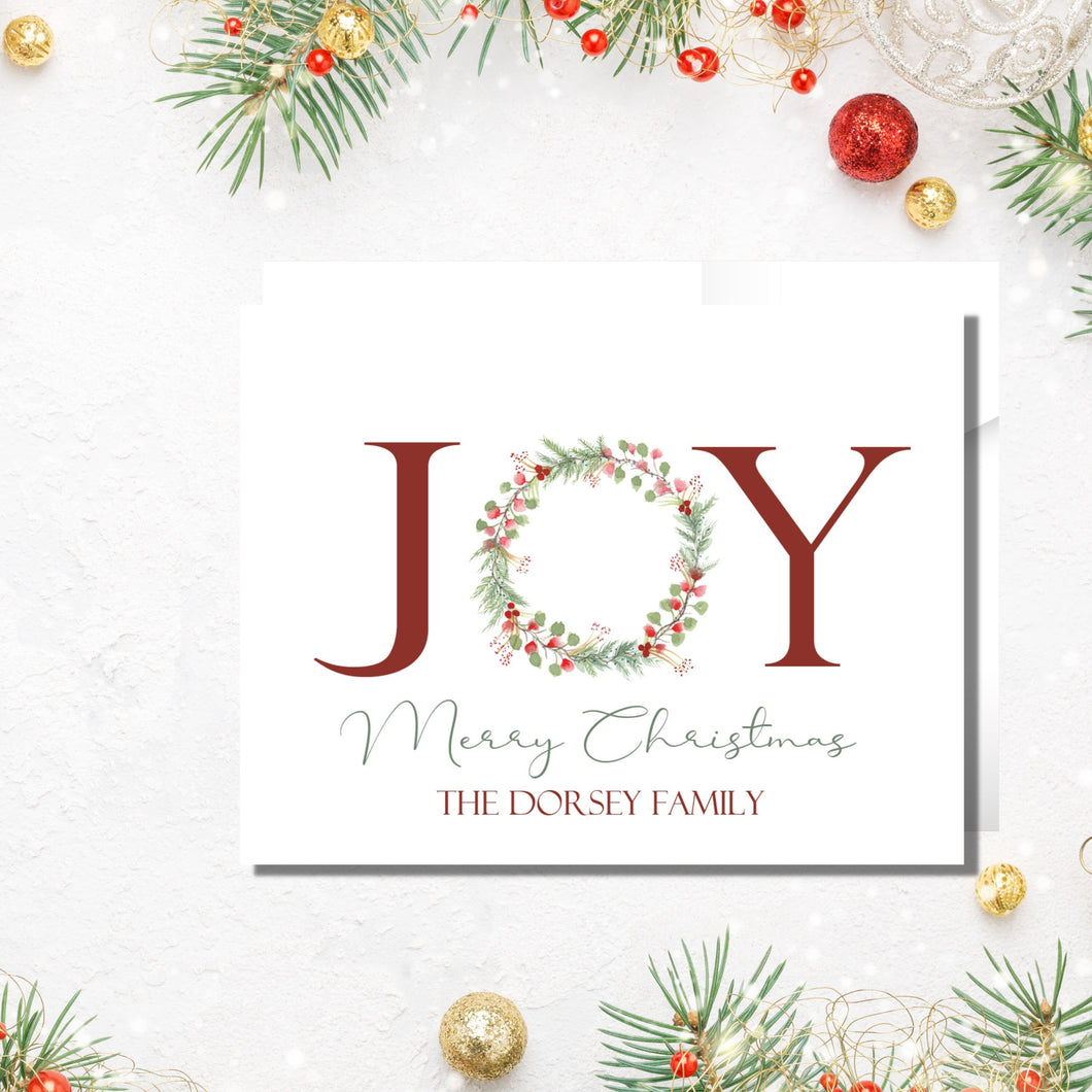Joy and Merry Christmas Cards, Personalized Cards, 4.25
