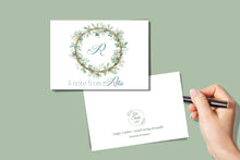Load image into Gallery viewer, Sage, Cedar Sweetgrass Wreath, Note Cards, Personalized 4.25" x 5.5" with envelopes.