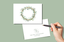 Load image into Gallery viewer, Sage, Cedar, Sweet Grass Wreath, Watercolor Note Card Set