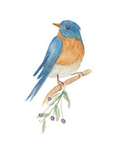 Load image into Gallery viewer, Blue Bird Watercolor Print