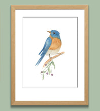 Load image into Gallery viewer, Blue Bird Watercolor Print