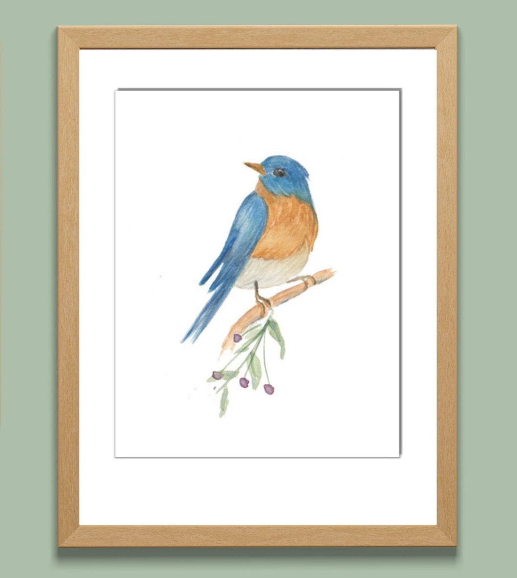 Blue Bird Watercolor Print