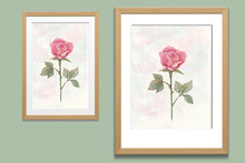 Load image into Gallery viewer, Single Rose Watercolor Print. Wall Art Print