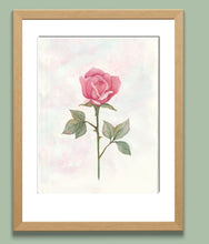 Load image into Gallery viewer, Single Rose Watercolor Print. Wall Art Print