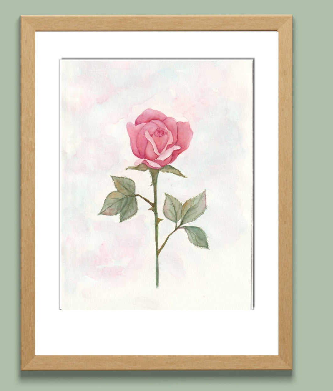 Single Rose Watercolor Print. Wall Art Print