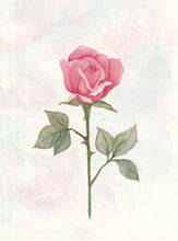 Load image into Gallery viewer, Single Rose Watercolor Print. Wall Art Print
