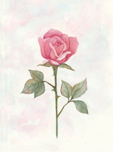 Load image into Gallery viewer, Single Rose Watercolor Print. Wall Art Print
