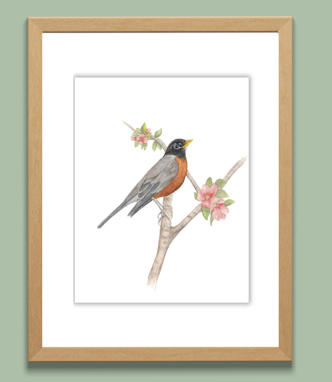 Robin Watercolor Print. Wall Art Print