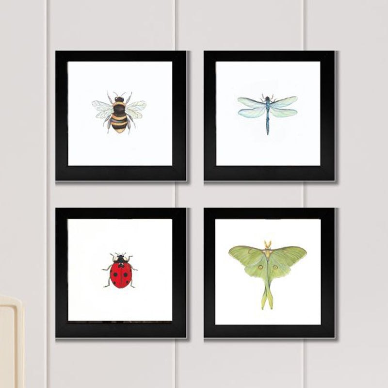 Framed Watercolor Pollinators Art