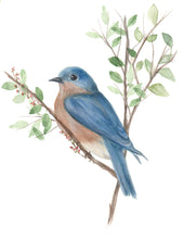 Load image into Gallery viewer, Blue Bird Watercolor Print. Wall Art Print
