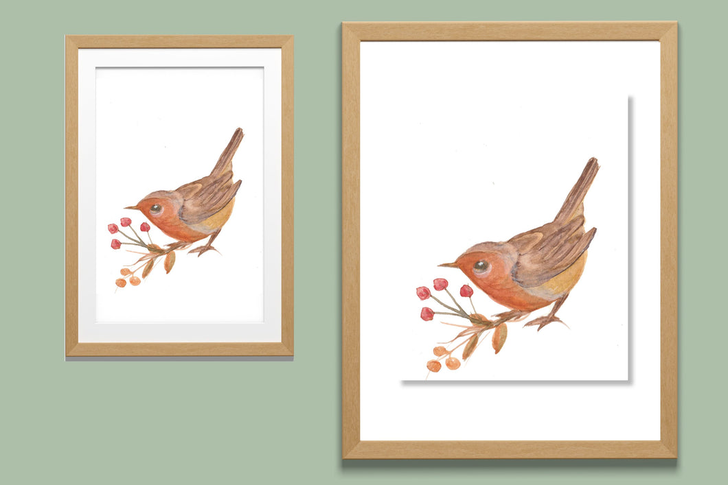 Wren Watercolor Print. Wall Art Print