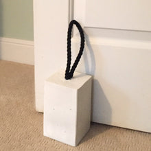 Load image into Gallery viewer, Concrete Door Stop, White with Black Handle
