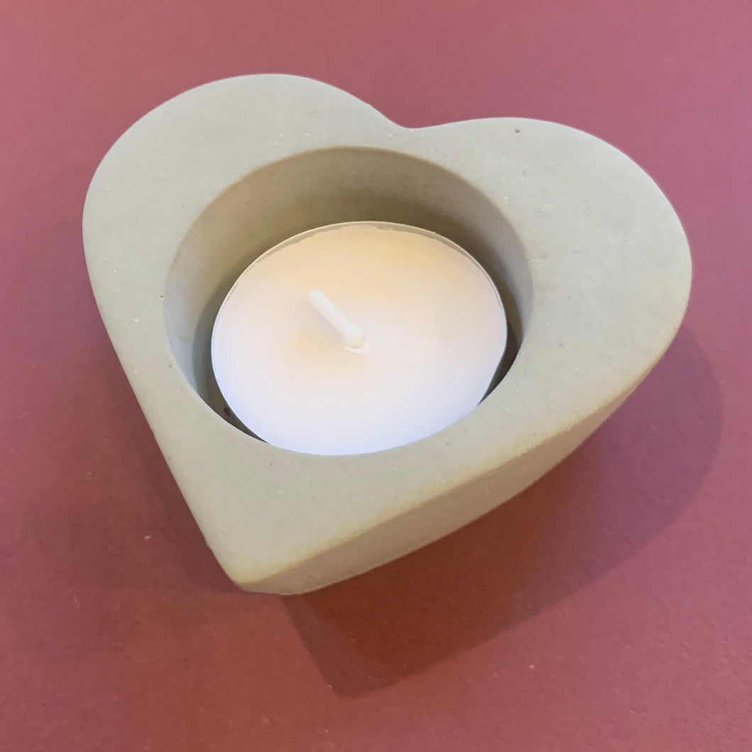 Concrete Heart Tea Light Holder