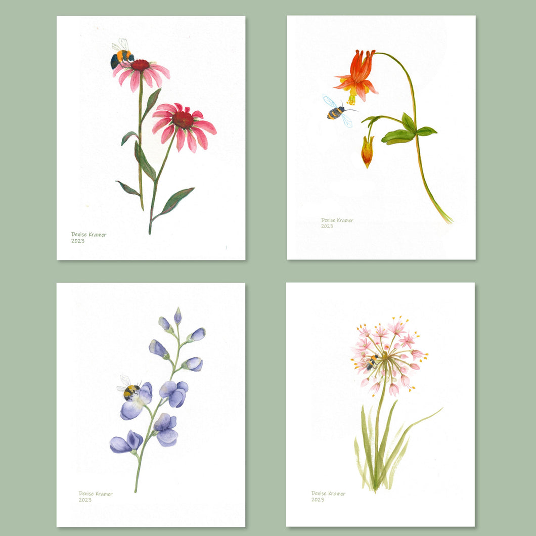 Native Flower Watercolor Note Card Assortment, Set of 8