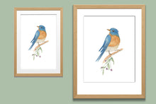 Load image into Gallery viewer, Blue Bird Watercolor Print
